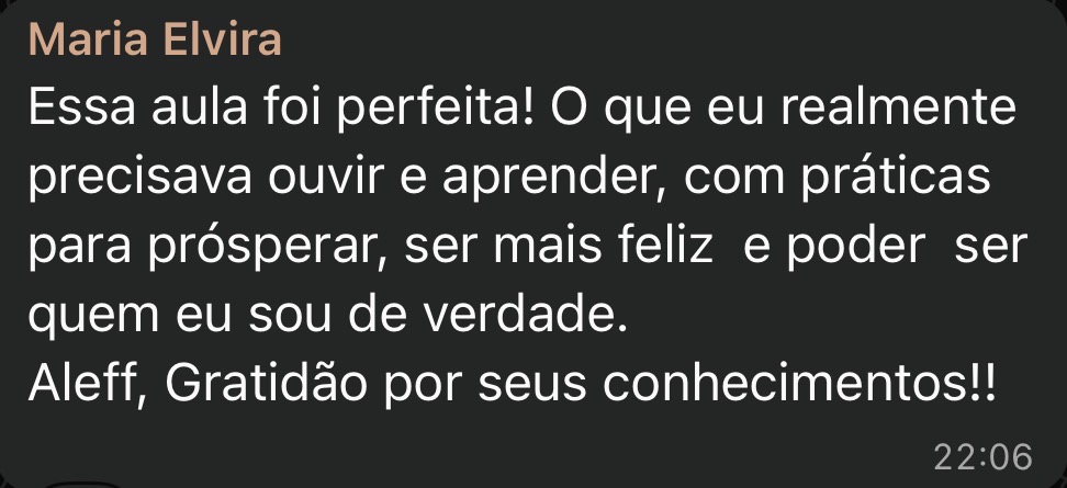 Depoimento de aluna sobre a aula